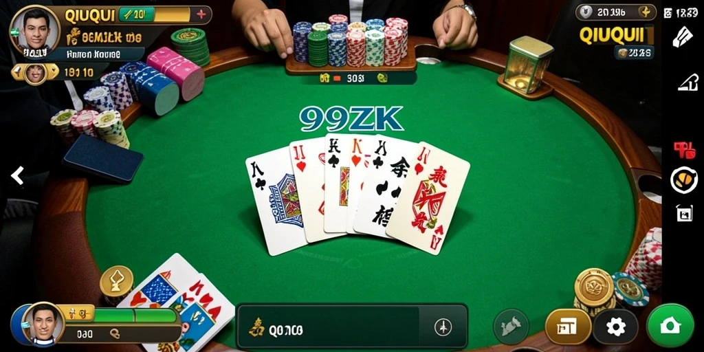 Tampilan gameplay 99ZK dengan suasana QiuQiu yang seru.