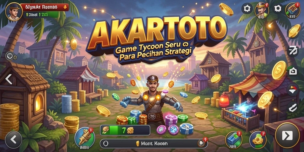 Tampilan gameplay AKARTOTO yang menarik saat membangun bisnis Tycoon.