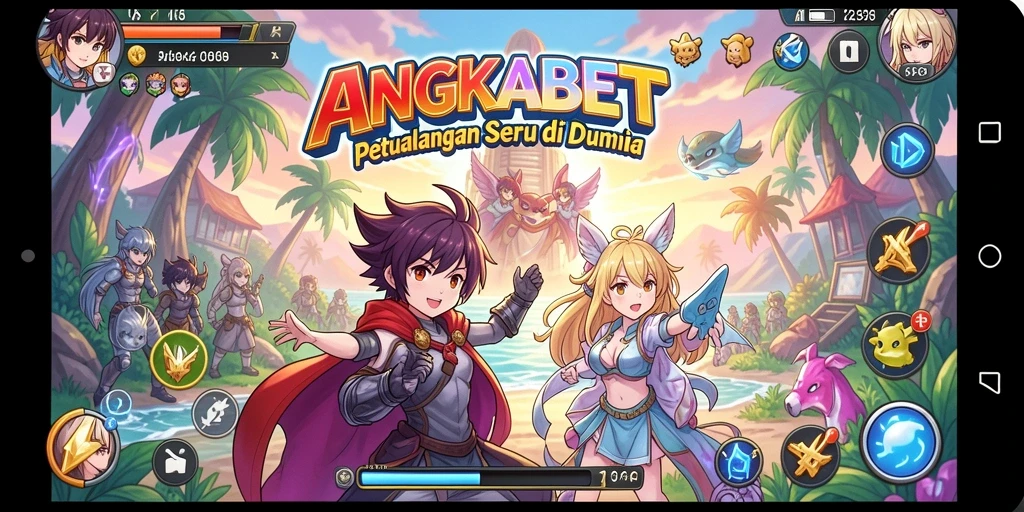 Tampilan gameplay seru dalam ANGKABET yang menampilkan karakter Anime.