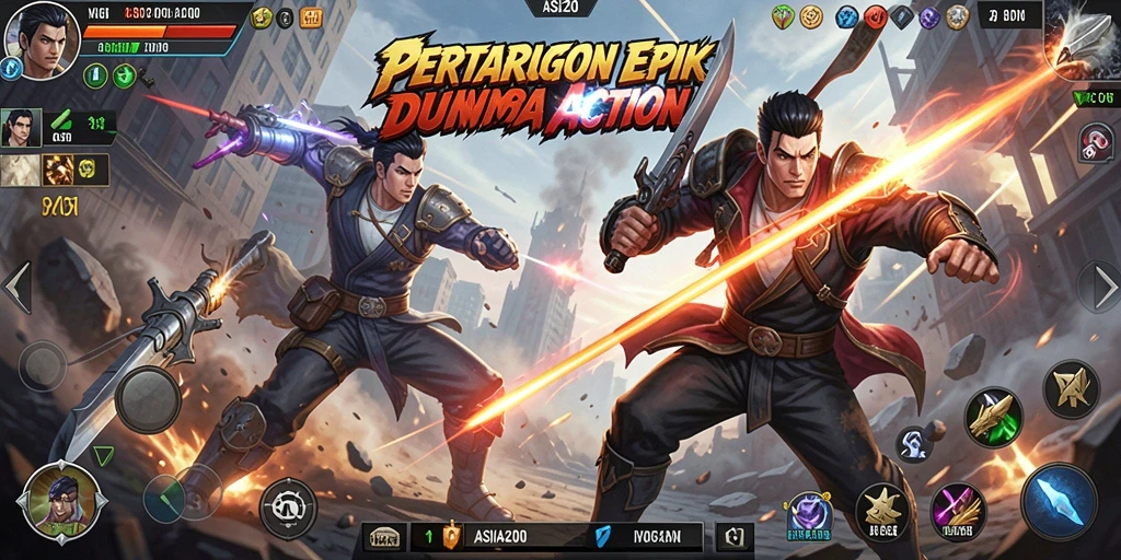 Tampilan gameplay dinamis dan mendebarkan dalam ASIA200.