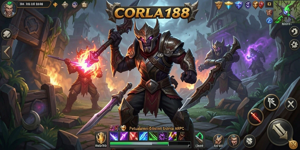 Tangkapan layar gameplay CORLA188 yang penuh aksi dalam petualangan ARPG.