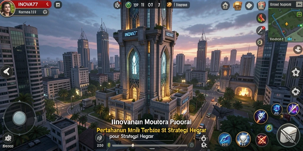 Tampilan menarik gameplay INOVA77 dengan menara dan strategi pertahanan.
