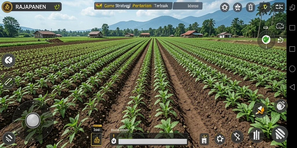 Tampilan gameplay menarik dari RAJAPANEN di ladang pertanian.