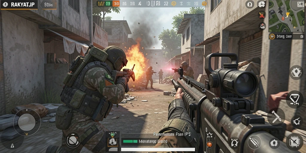 Tangkapan layar gameplay RAKYATJP yang menunjukkan aksi pertempuran seru.