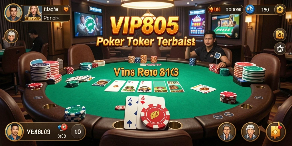 Tampilan menarik dari gameplay Poker yang mendebarkan di VIP805.